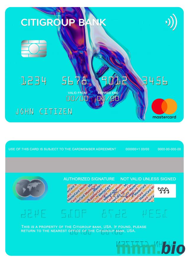 USA Citigroup Bank przykład karty mastercard w formacie PSD